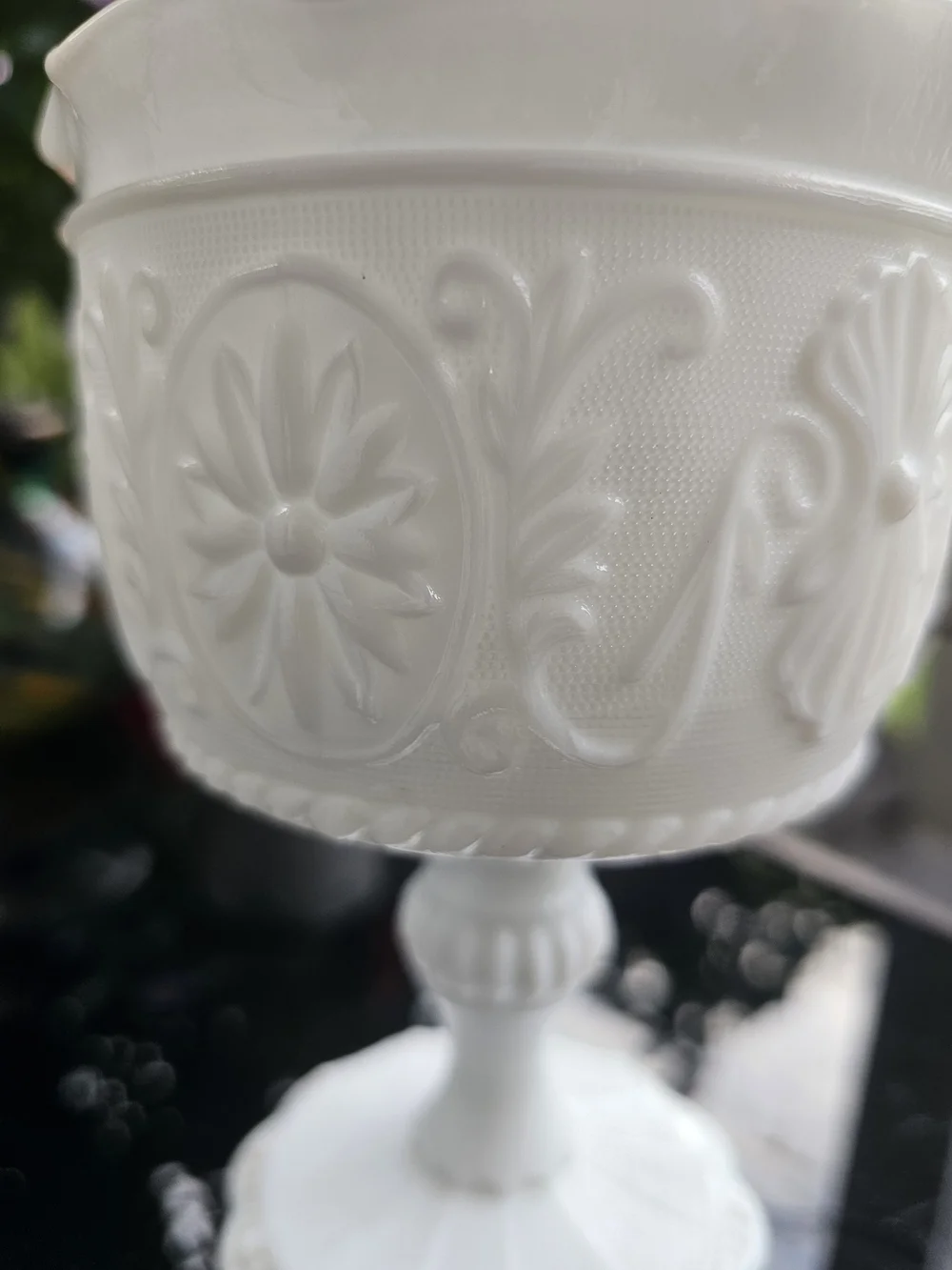 Vintage Indiana Glass Opaque White Milk Glass Pedestal Compote Bowl